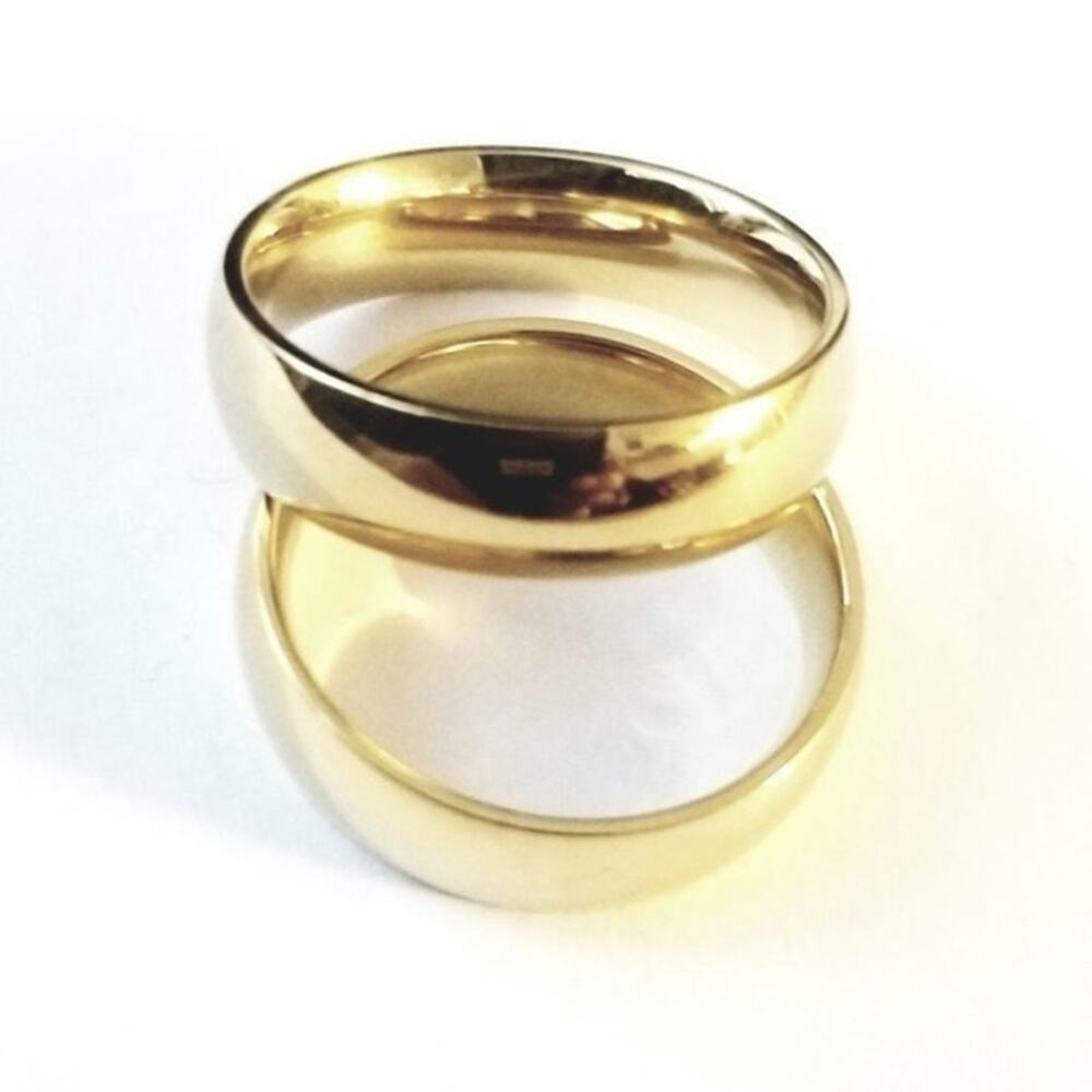New gold tone 316L stainless steel wedding band men women ring size 7
